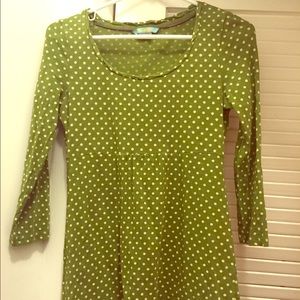 Green polka dot empire waist top
