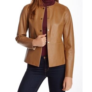 VINCE Snap Front Leather Jacket small