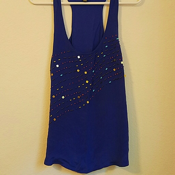 Anthropoligie Fei Beaded Racerback Silk Tank