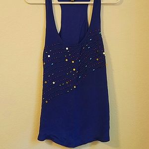 Anthropoligie Fei Beaded Racerback Silk Tank