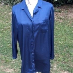 Blue silk Victoria's Secret shirt