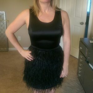 Sugarlips Black Feather Bottomed Cocktail Dress