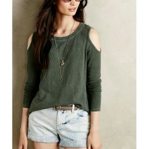 Anthropologie Cold Shoulder Slub Tee