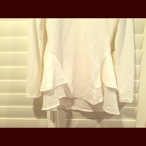 White peplum long sleeve shirt