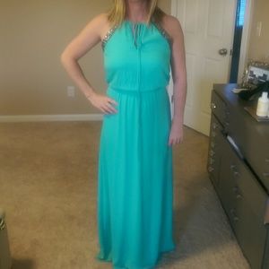 XTAREN Teal Embellished Maxi Dress