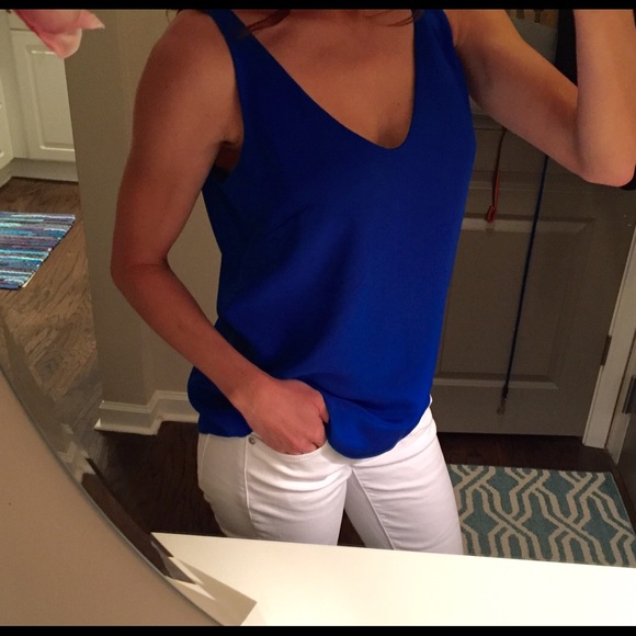J Crew blue silk top, size 0