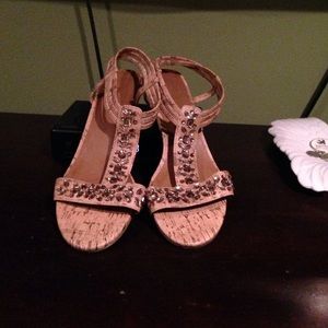 Attention- small wedge jeweled sandals size 8