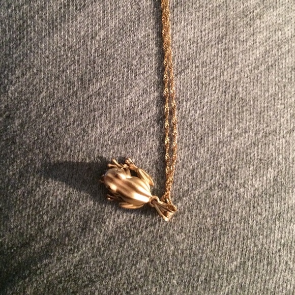 14k yellow gold frog necklace