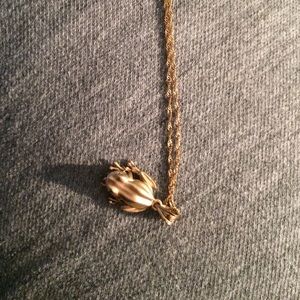 14k yellow gold frog necklace