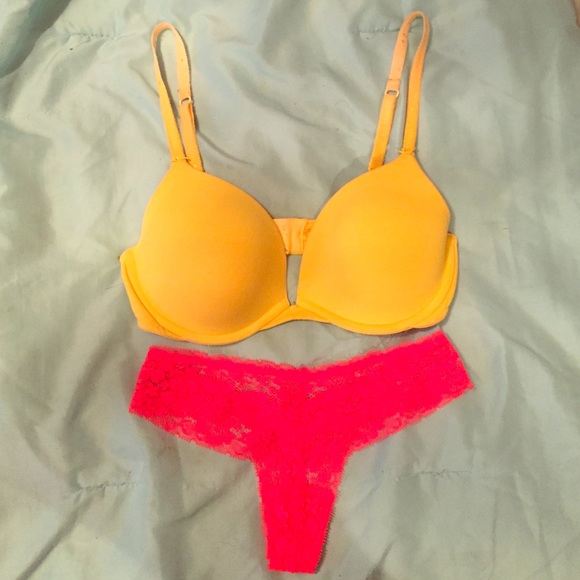 VS Neon Bra and Coral Panty + Phone Case
