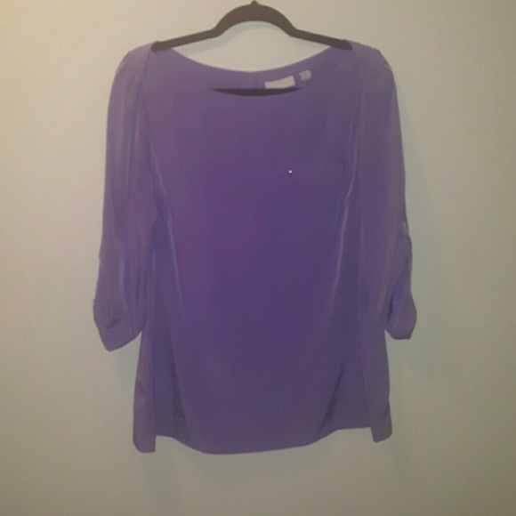 New York & Company Lavender boatneck blouse L