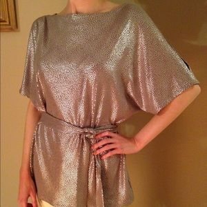 BOSTON PROPER Silver Sparkle Top