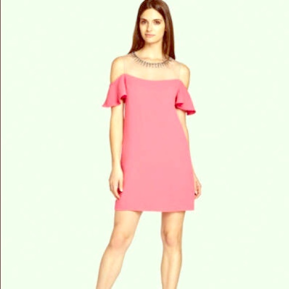 BCBG pink off the shoulder short dress