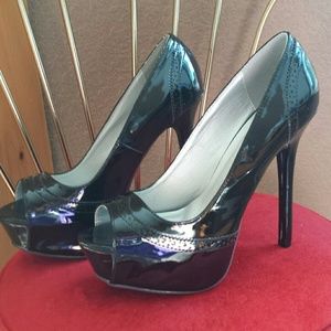 Black patent leather heels