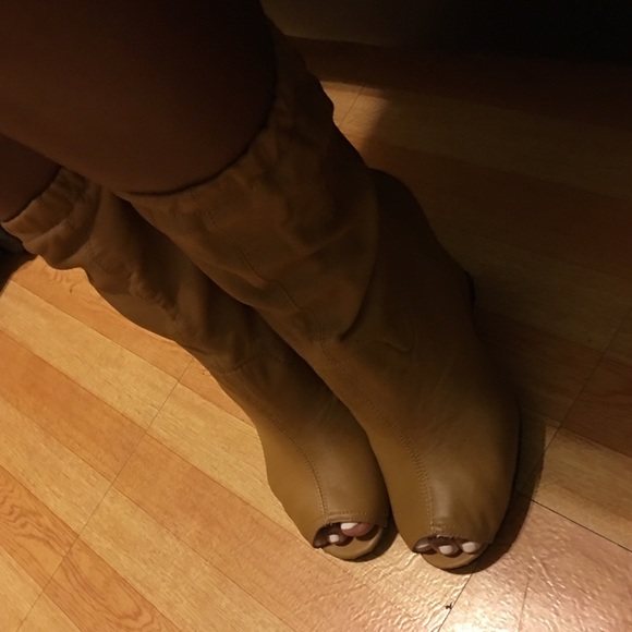 Urban Outfitters Wedge Faux Leather Open Toe Boot