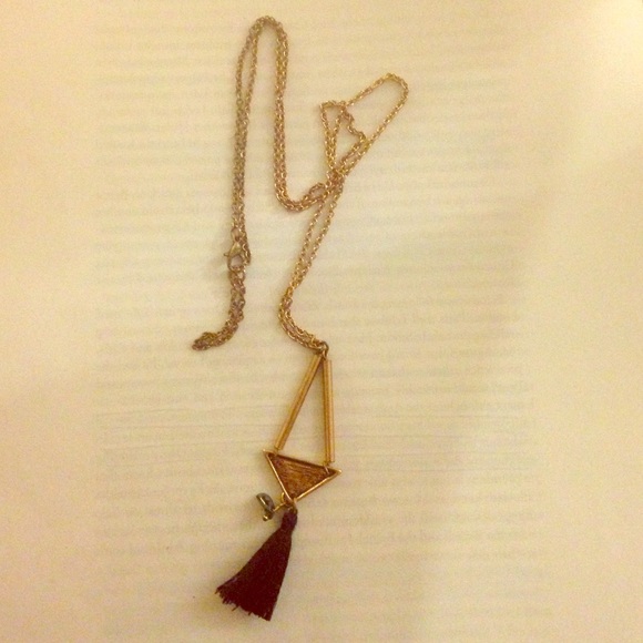 Long geometric tassel necklace