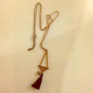 Long geometric tassel necklace