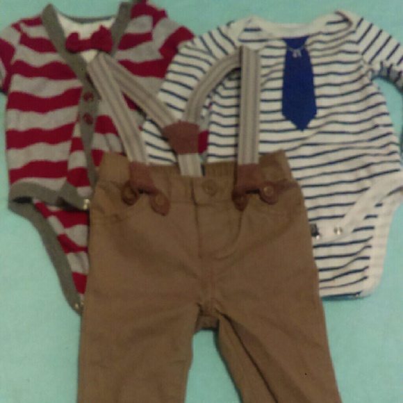 Osh kosh pants w suspenders and shirts size 0-3 - Picture 1 of 1