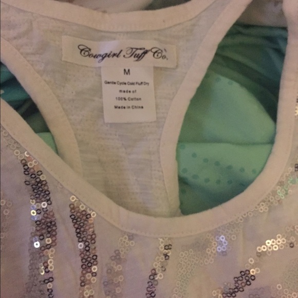 Cowgirl tuff zebra sequin tank top