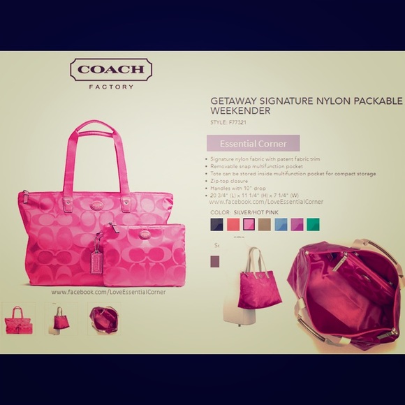 Authentic Coach Weekender in fuchsia