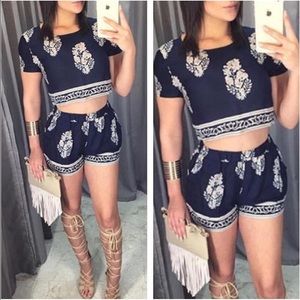 Crop top short set