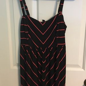 Coral and black maxi dress