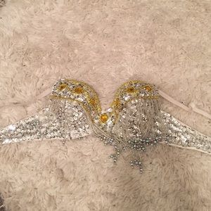 Silver and gold rave bra
