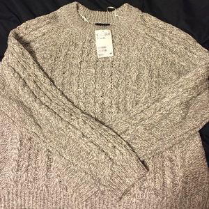 H&M Grey Cable Knit Sweater - Size: M