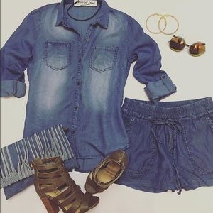 Denim short set