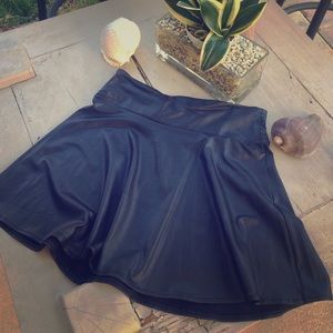 Black leather skater skirt