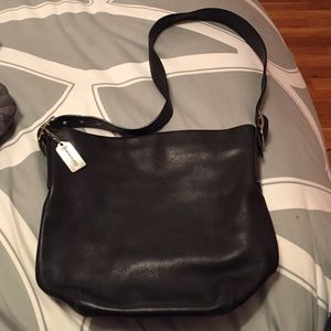 Authentic black leather coach satchel