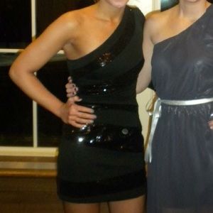 Formal black dress one shoulder