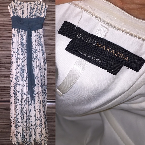Adorable white gown with teal color floral details