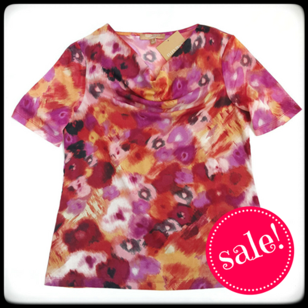 Ellen Tracy abstract floral top NWT