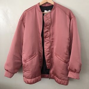 Mango pink oversized satin bomber jacket Mango pink oversized satin bomber jacket