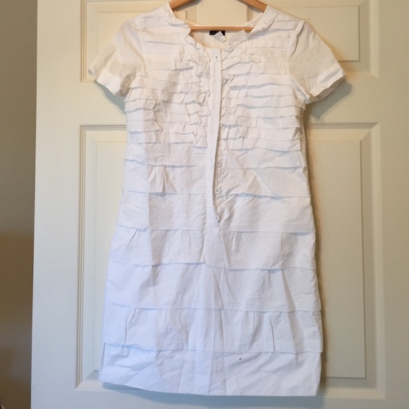 J Crew white ruffle layer dress