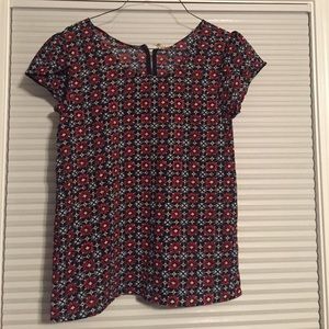 Floral navy and red shirt