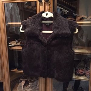 Theory chocolate brown fur vest