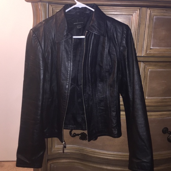 100% authentic black leather biker jacket