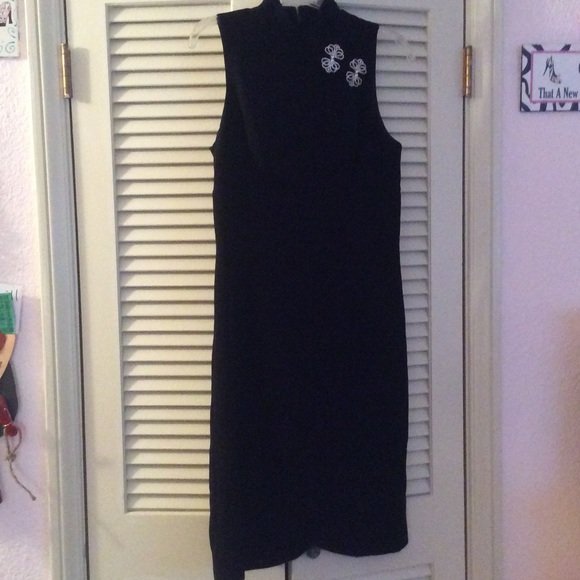 Elegant black Mica dress with rhinestone pins