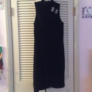 Elegant black Mica dress with rhinestone pins