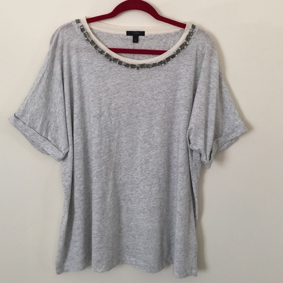 Jcrew tee with jeweled collar