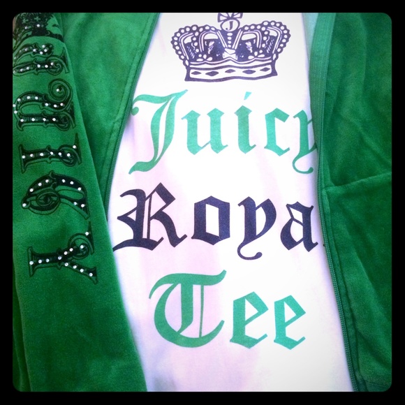 Juicy Couture 3 PC Tracksuit M Shirt Hoodie Pants