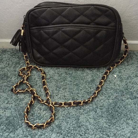 Black quilted cross body bag