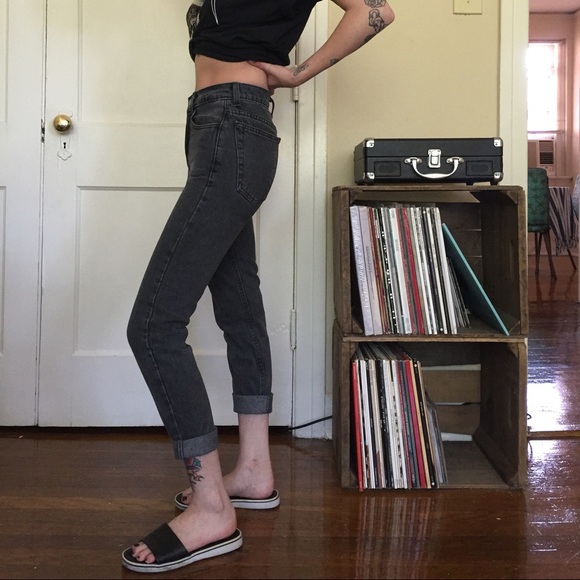 american apparel petite stone wash mom jean
