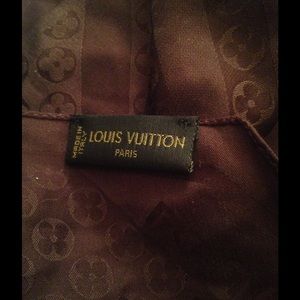 Authentic LOUIS VUITTON brown silk scarf