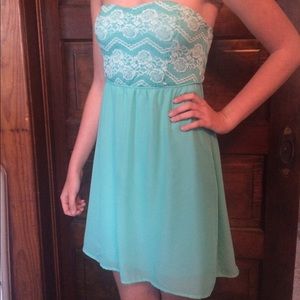 Light blue strapless country dress