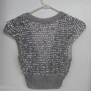 Silver sequined knit crop top
