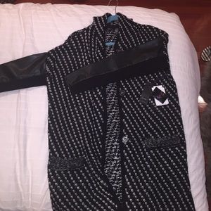 Dex black and white faux hooded sweater