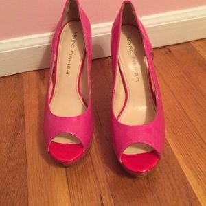 Hot pink platform stilettos